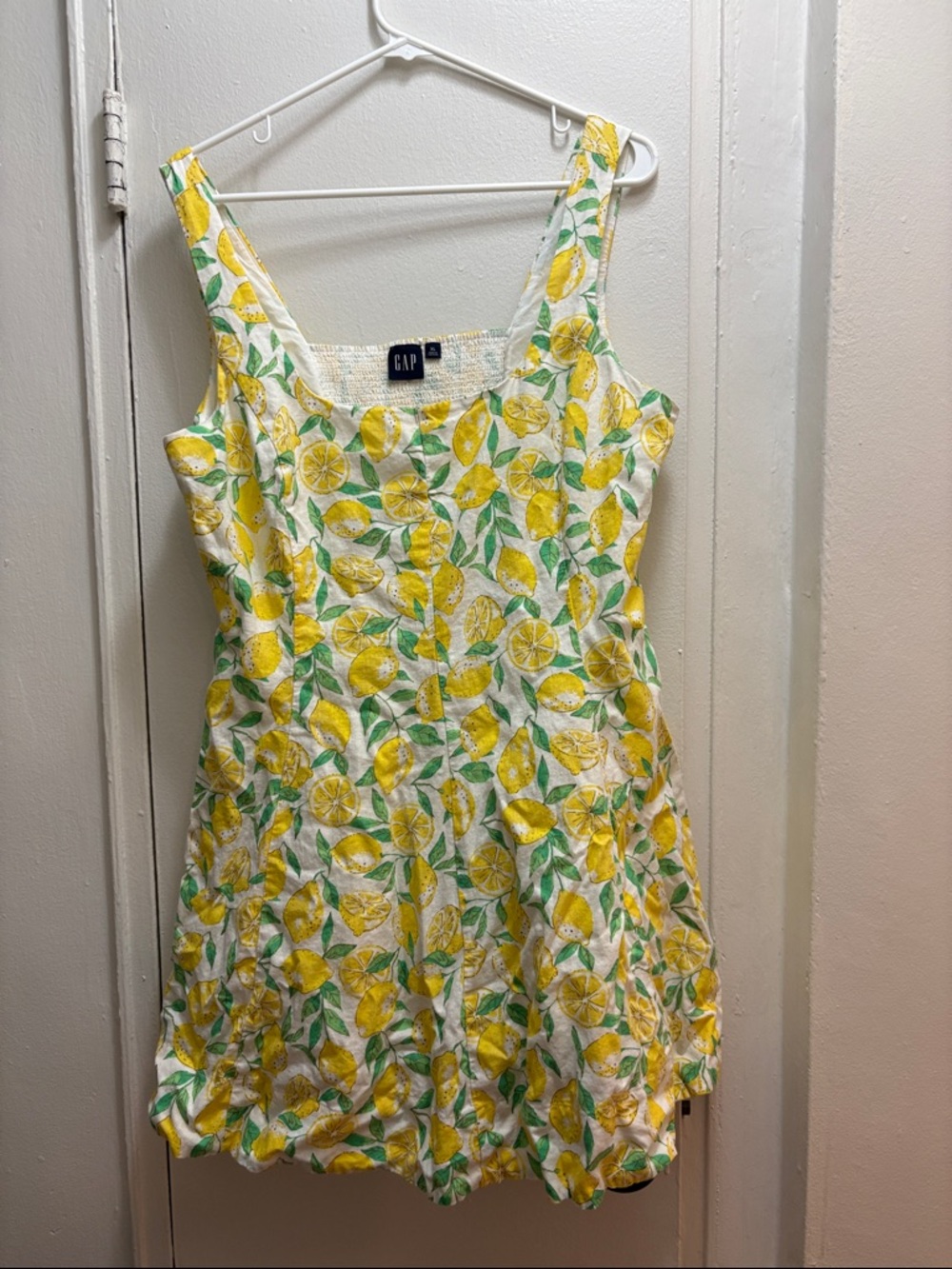 GAP XL White Yellow and Green Lemon Sleeveless Summer Dress